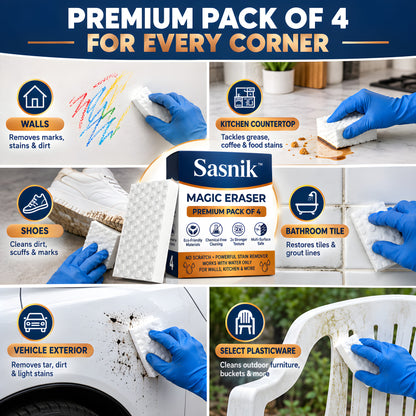 SASNIK™ Magic Eraser Sponge | Premium Pack of 4