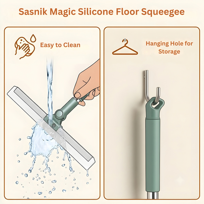SASNIK™ Magic Silicone Floor Wiper – 50cm Wide Blade with 180° Rotating Head & Extendable Handle