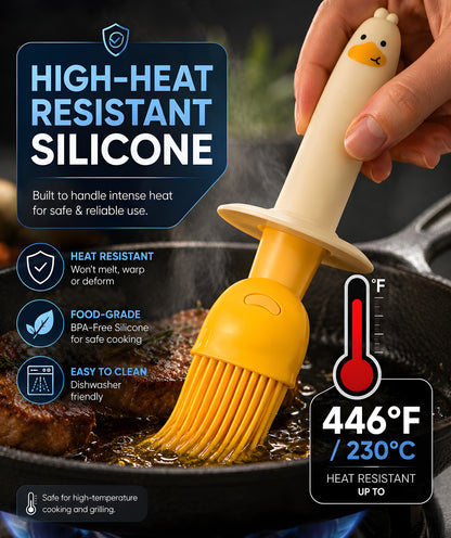 Cute Duck Oil Dispenser with Silicone Brush – 2-in-1 Cooking Oil Bottle | Buy 1 Get 1 Free