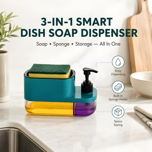 SASNIK™ 3-in-1 Smart Dish Soap Dispenser with Sponge Holder