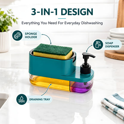 3-in-1 Smart Dish Soap Dispenser with Sponge Holder