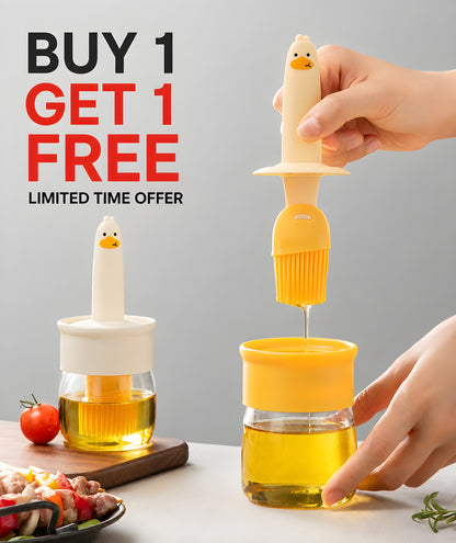 Cute Duck Oil Dispenser with Silicone Brush – 2-in-1 Cooking Oil Bottle | Buy 1 Get 1 Free