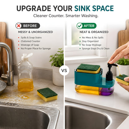 3-in-1 Smart Dish Soap Dispenser with Sponge Holder